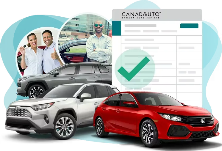Happy Canada Auto Experts customers with approved car loan application and new vehicles