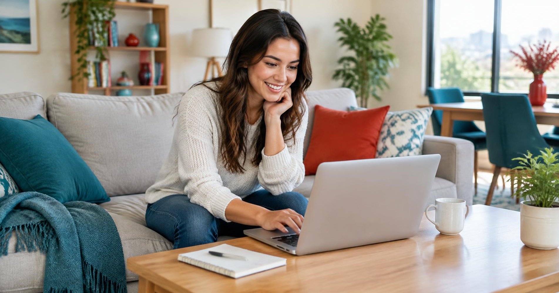 Woman getting a loan online