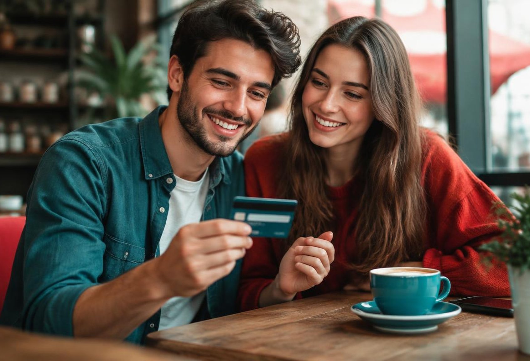 Couple with a credit card