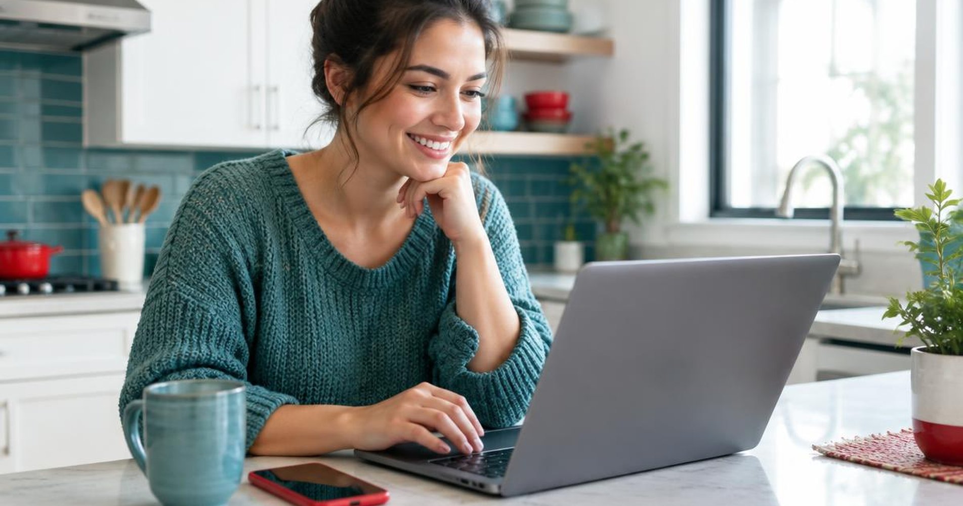 Woman getting an online loan